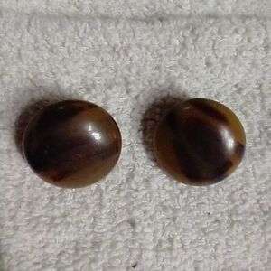 Brown black tortoise 🐢 shell 🐚 look clip button earrings